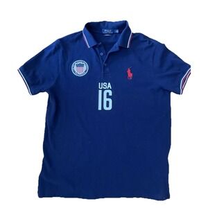 Polo Ralph Lauren USA 16 American Flag Polo Shirt  Mens Sz Large